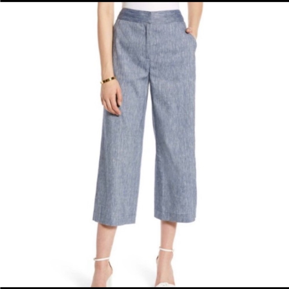 Halogen Light Pastel Blue Wide-Leg Cropped Pants Sz 20 (2X, XXL)